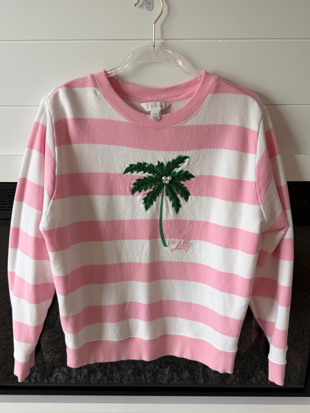 Lilly Pulitzer Pink and White Palm Tree sweatshirt - Picture 2 of 8
